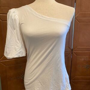 Boston Proper White One Sleeved Blouse